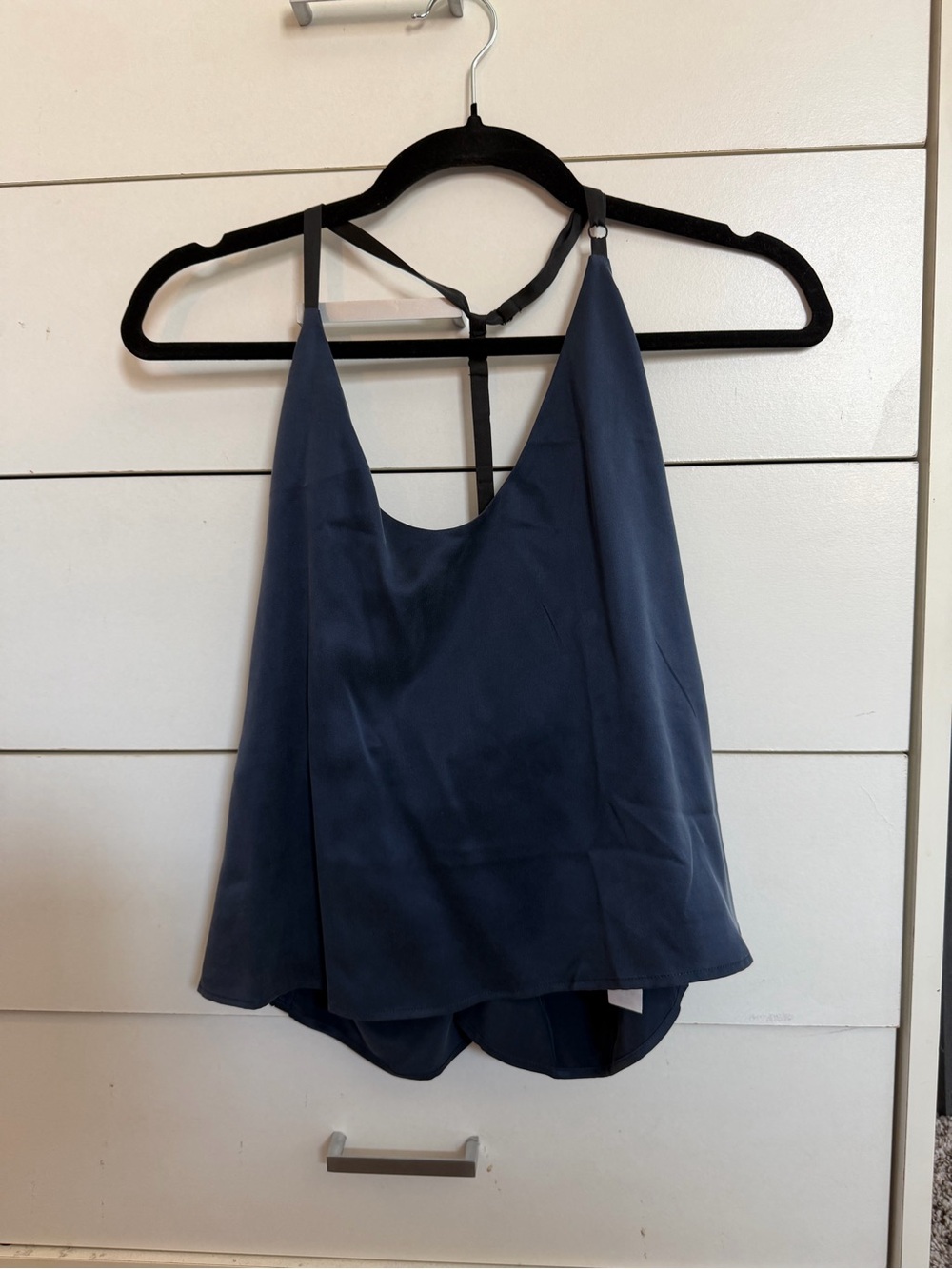 lunya Navy Satin Scoop Neck Cami